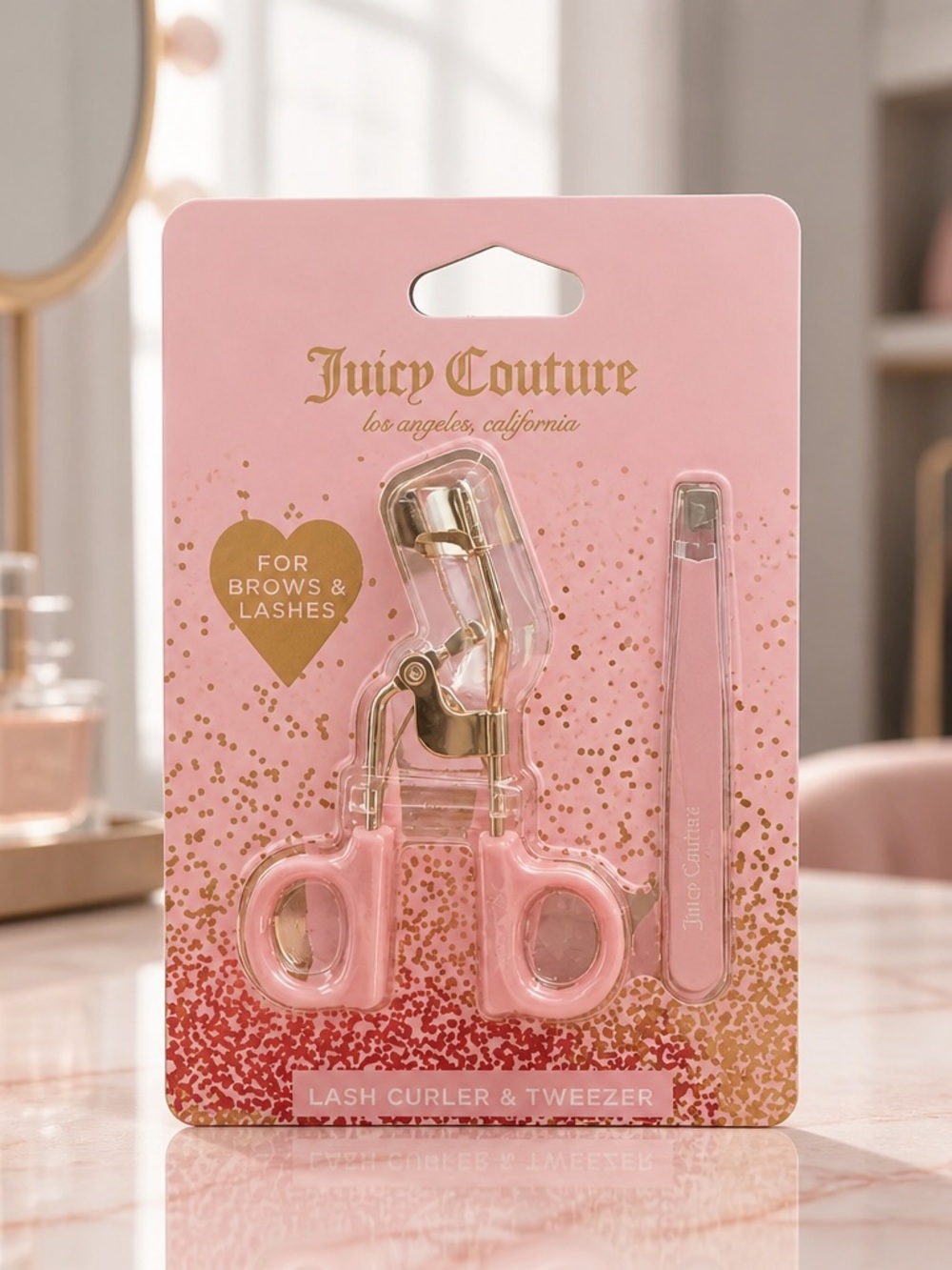 Juicy Couture Lash Curler & Tweezers Set Pink Gold Beauty Tools